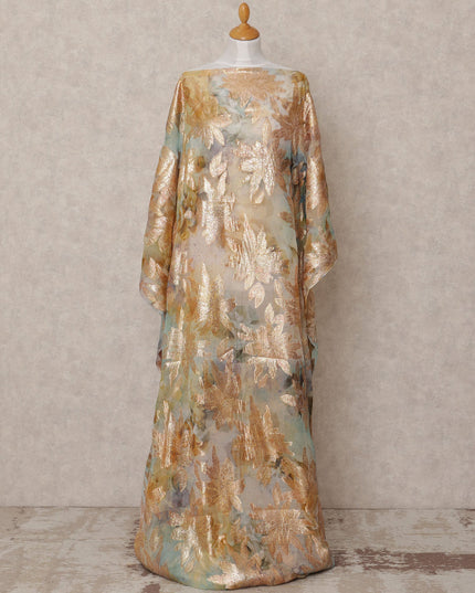 Multi-Color Metallic Lurex Floral Somali Silk Chiffon Dirac Fabric – 3.5 Meters, Width 140 cm, Made in South Korea-D24758