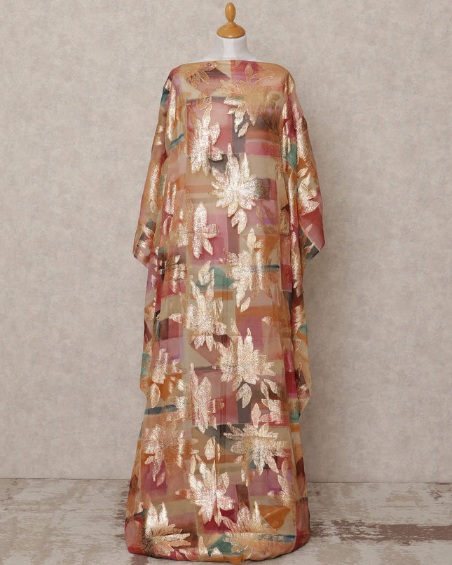 Multicolor Metallic Lurex Somali Silk Chiffon Dirac Fabric – 3.5 Meters, Width 140 cm, Made in South Korea-D24761