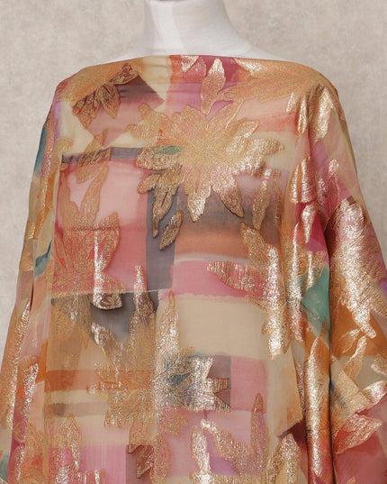 Multicolor Metallic Lurex Somali Silk Chiffon Dirac Fabric – 3.5 Meters, Width 140 cm, Made in South Korea-D24761