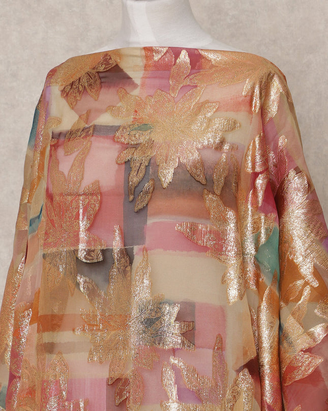 Multicolor Metallic Lurex Somali Silk Chiffon Dirac Fabric – 3.5 Meters, Width 140 cm, Made in South Korea-D24761