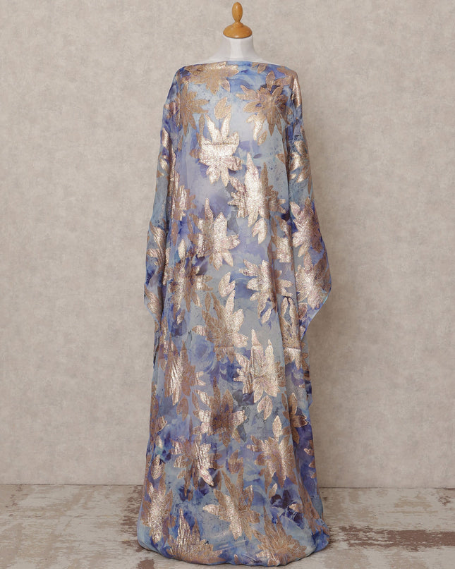 Blue Metallic Lurex Somali Silk Chiffon Dirac Fabric – 3.5 Meters, Width 140 cm, Made in South Korea-D24762