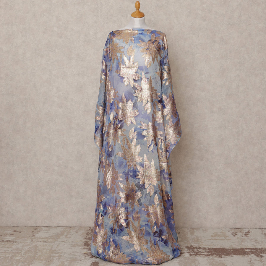 قماش ديراك من الحرير الصومالي شيفون لوركس أزرق معدني - 3.5 متر، عرض 140 سم، صنع في كوريا الجنوبية - D24762