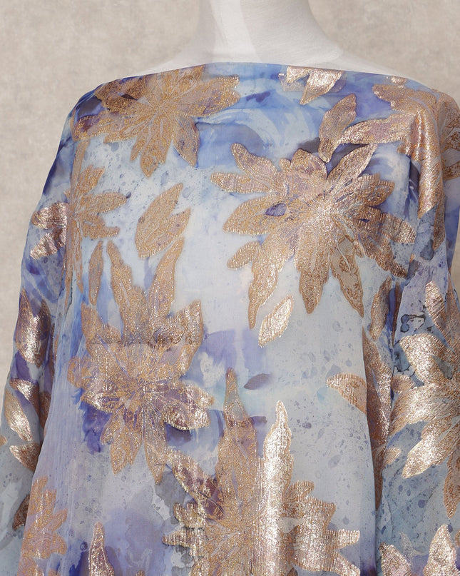 Blue Metallic Lurex Somali Silk Chiffon Dirac Fabric – 3.5 Meters, Width 140 cm, Made in South Korea-D24762