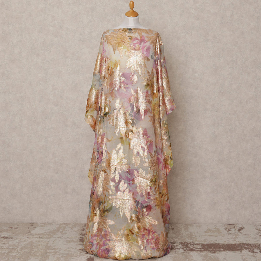 قماش ديراك من الحرير الصومالي متعدد الألوان، من اللوريكس المعدني، من الشيفون الحريري، بلون كريمي، بطول 3.5 متر، وعرض 140 سم، صنع في كوريا الجنوبية - D24764