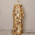 Golden Brown Floral Metallic Lurex Somali Silk Chiffon Dirac Fabric – 3.5 Meters, Width 140 cm, Made in South Korea-D24766