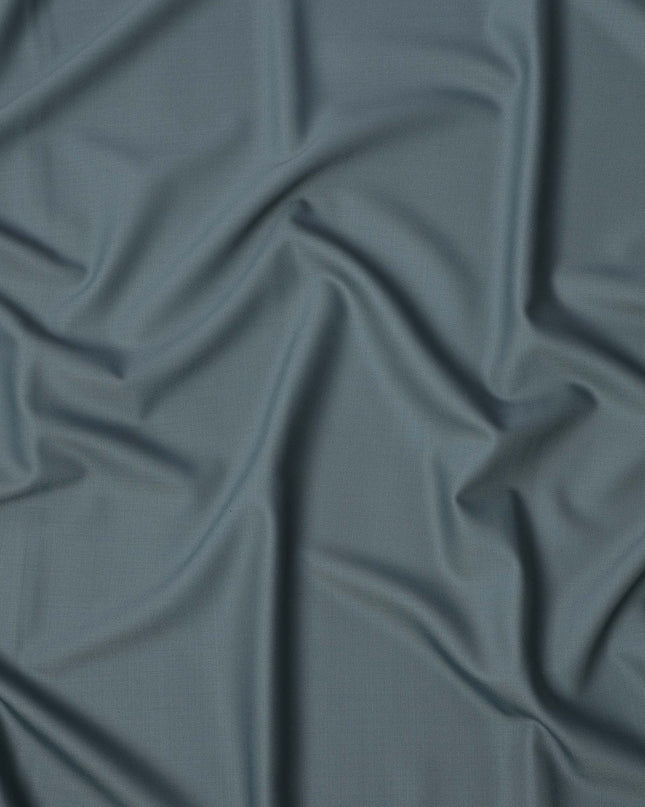 Steel Grey Solid Premium Blended Italian Wool Suiting Fabric 150 Cms Width 3.5 Mtrs Italy-D24960 Regal Fabrics