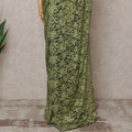 Olive Green Premium 2-Tone French Chantilly Lace Saree Fabric 5.5 Mtrs with 110 Cms Width – Imported from France-D25643