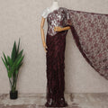 Maroon Premium 2-Tone French Chantilly Lace Saree Fabric 5.5 Mtrs with 110 Cms Width – Imported from France-D25655