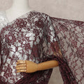Maroon Premium 2-Tone French Chantilly Lace Saree Fabric 5.5 Mtrs with 110 Cms Width – Imported from France-D25655