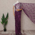 Plum Premium 2-Tone French Chantilly Lace Saree Fabric 5.5 Mtrs with 110 Cms Width – Imported from France-D25665