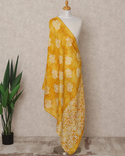 Sunflower Yellow Handcrafted Block Print Premium Cotton Dupatta, 225X85 Cms, Made in India-D25788