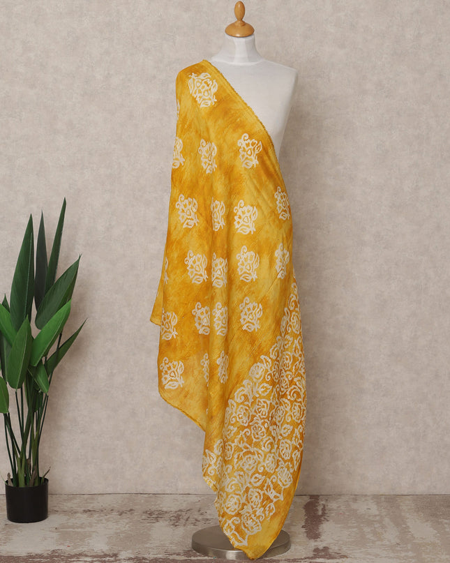 Sunflower Yellow Handcrafted Block Print Premium Cotton Dupatta, 225X85 Cms, Made in India-D25788