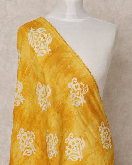 Sunflower Yellow Handcrafted Block Print Premium Cotton Dupatta, 225X85 Cms, Made in India-D25788