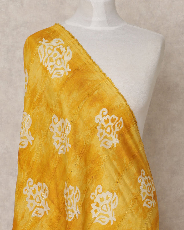 Sunflower Yellow Handcrafted Block Print Premium Cotton Dupatta, 225X85 Cms, Made in India-D25788