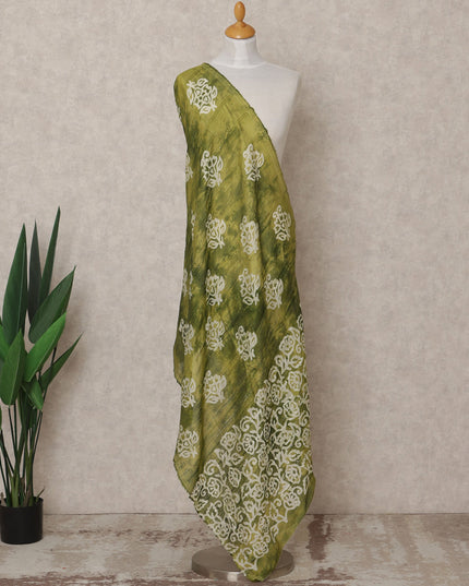 Olive Green Handcrafted Block Print Premium Cotton Dupatta, 225X85 Cms, Made in India-D25789