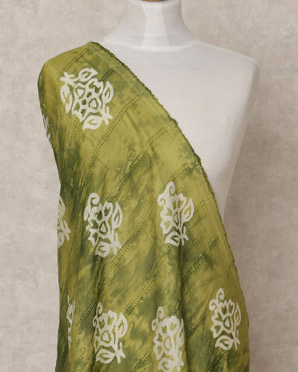 Olive Green Handcrafted Block Print Premium Cotton Dupatta, 225X85 Cms, Made in India-D25789