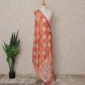 Rust Orange Handcrafted Floral Block Print Premium Cotton Dupatta, 225X85 Cms, Made in India-D25792