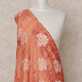 Rust Orange Handcrafted Floral Block Print Premium Cotton Dupatta, 225X85 Cms, Made in India-D25792