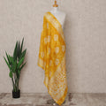 Golden Yellow Handcrafted Ethnic Motif Block Print Premium Cotton Dupatta, 225X85 Cms, Made in India-D25793