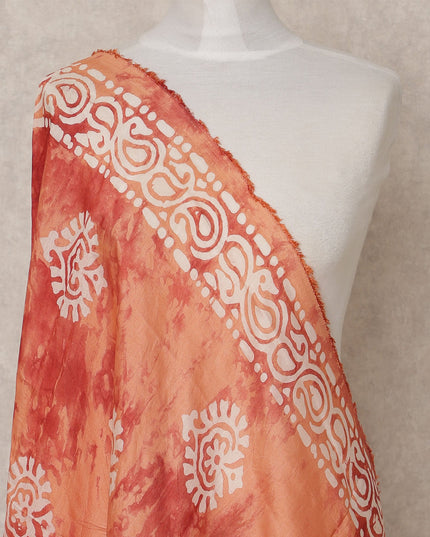 Rust Orange Handcrafted Batik Printed Premium Cotton Dupatta, 225X85 Cms, Made in India-D25809