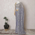 Elegant Lavender Silk Chiffon Saree with Silver Embroidery,110 cm Width, 5.5 Meters Piece-D19480 Regal Fabrics