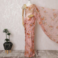 Elegant Pink Floral Silk Chiffon Saree,110 cm Width, 5.5 Meters Piece-D19485