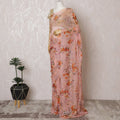 Elegant Pink Floral Silk Chiffon Saree,110 cm Width, 5.5 Meters Piece-D19485