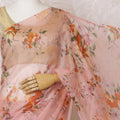 Elegant Pink Floral Silk Chiffon Saree,110 cm Width, 5.5 Meters Piece-D19485