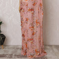 Elegant Pink Floral Silk Chiffon Saree,110 cm Width, 5.5 Meters Piece-D19485