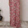 Elegant Rose Pink Floral Silk Chiffon Saree,110 cm Width, 5.5 Meters Piece-D19487 Regal Fabrics
