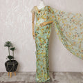 Elegant Mint Green Floral Silk Chiffon Saree,110 cm Width, 5.5 Meters Piece-D19489 Regal Fabrics