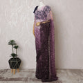 Elegant Pink French Ombre Chantilly Lace Saree with Stone Work,110 cm Width, 5.5 Meters Piece-D19499