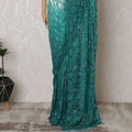 Stunning French Teal Ombre Chantilly Lace Saree with Stone Work,110 cm Width, 5.5 Meters Piece-D19500