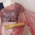 Elegant Red French metallic Chantilly Lace Saree with Stone Work,110 cm Width, 5.5 Meters Piece-D19501 Regal Fabrics