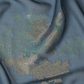 Elegant Slate Green Silk Chiffon Fabric with Metallic Lurex Floral Design, 110 cm Width, South Korea-D19712 - Regal Fabrics