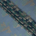 Elegant Slate Green Silk Chiffon Fabric with Metallic Lurex Floral Design, 110 cm Width, South Korea-D19712 - Regal Fabrics