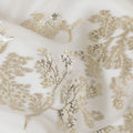 قماش شيفون حريري أنيق باللون الأبيض الفاتح مع تصميم زهور من اللوريكس المعدني، عرض 110 سم، كوريا الجنوبية-D19726