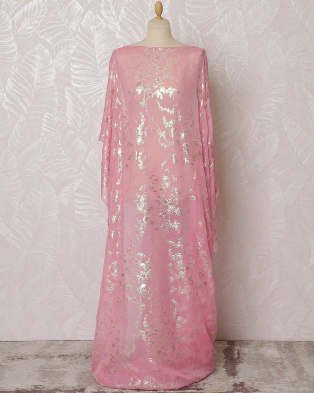 Soft Pink Traditional Somali Dirac Fabric in Pure Silk Chiffon with Metallic Lurex, 140 cm, 3.5 Meters, South Korean Fabric-D19864