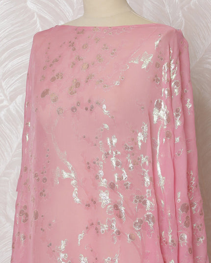 Soft Pink Traditional Somali Dirac Fabric in Pure Silk Chiffon with Metallic Lurex, 140 cm, 3.5 Meters, South Korean Fabric-D19864