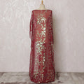 Traditional Somali Dirac Fabric in Pure Silk Chiffon with Metallic Lurex, Red and Gold, 3.5 Meters X 140 cms-D19866