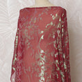 Traditional Somali Dirac Fabric in Pure Silk Chiffon with Metallic Lurex, Red and Gold, 3.5 Meters X 140 cms-D19866