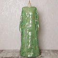 Traditional Somali Dirac Fabric in Pure Silk Chiffon with Metallic Lurex, Green and Silver, 3.5 Meters X 140 Cms-D19867