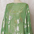 Traditional Somali Dirac Fabric in Pure Silk Chiffon with Metallic Lurex, Green and Silver, 3.5 Meters X 140 Cms-D19867