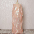 Traditional Somali Dirac Fabric in Pure Silk Chiffon with Metallic Lurex, Peach and Silver, 3.5 Meters, 140 cm Width-D19875