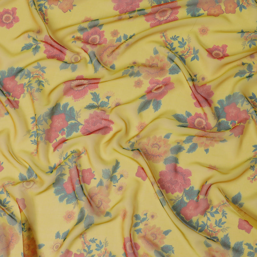 قماش شيفون حرير خالص زهري أصفر ووردي، 110 سم، كوريا الجنوبية-D19881