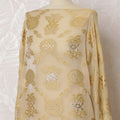 Golden French Silk Chiffon Fabric with Floral Embroidery and Metallic Accents, Traditional Somali Dirac - 140 cm Width, 3.5 Meters-D20136
