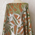 Olive Green French Silk Chiffon Fabric with Copper and Silver Metallic Lurex, Traditional Somali Dirac - 140 cm Width, 3.5 Meters-D20139