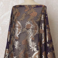 Dark Plum French Silk Chiffon Fabric with Gold Floral Embroidery, Traditional Somali Dirac - 140 cm Width, 3.5 Meters-D20144 Regal Fabrics
