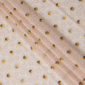 قماش فوال من القطن السويسري الفاخر باللون الكريمي مع تطريز زهري معدني متعدد الألوان - خامة ثوب تقليدي، عرض 140 سم - D20196