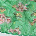 Vibrant Green Premium Cotton Voile Fabric with Multicolor Floral Embroidery - Traditional Thobe Material, 140 cm Wide-D20213